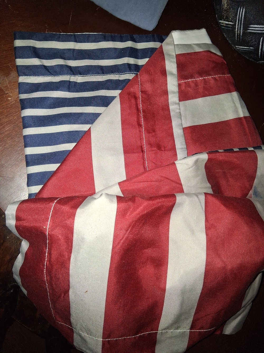 Reversible Red and Blue Striped pillow cases